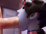 Nice 3D Widowmaker Sucking a Huge Thick Cock