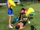 Cheerleader Trampling Fun!