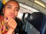 Thai teen on an airplane and on a cock