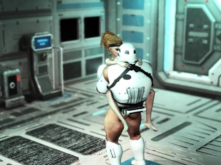 Sexy young hottie gets fucked by stormtrooper in spaceships