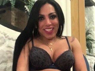 Sexy Shemale With Big Tits Jerking Her Huge Cock Off