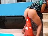 Blowing Out Her Ass on a Filthy Street Cone