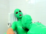 Lesbian fetish for huge sex toys being used on her pussy
