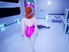 Foxy 3D Superwoman bounces up and down on a cock