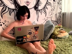 Amateur striptease and Solo masturbation