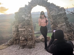 Blonde babe Kagney Karter horny solo masturbation outdoors