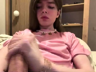 Shemale tranny enjoying solo masturbation