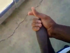 Huge Black Cock Masturbating and Cumming Outdoors